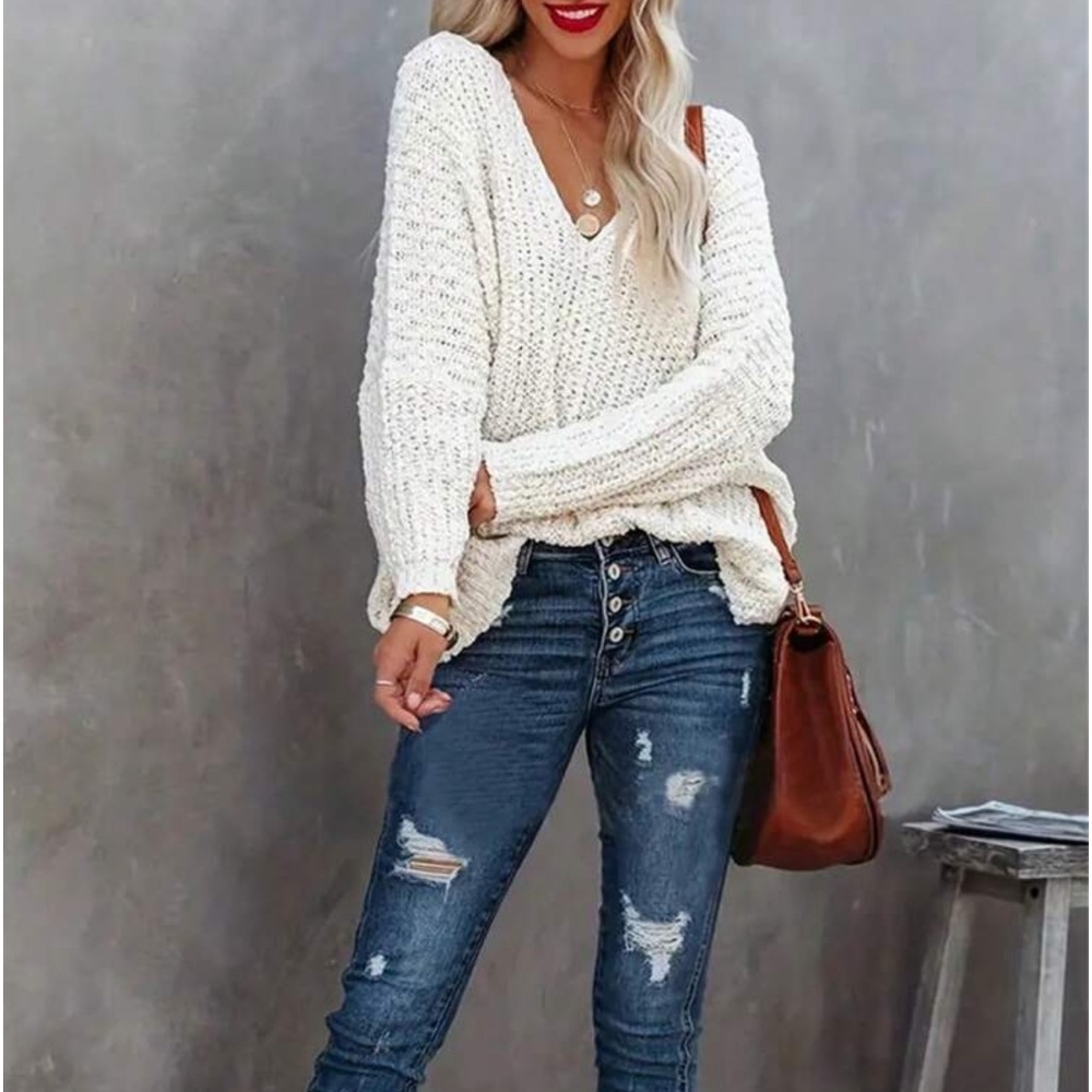 Comfy Plus Size Loose Knit Sweater Top - Picture 3 of 5